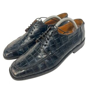 Mezlan Men's Dark Blue Crocodile Animal 10 Leather Montecarlo